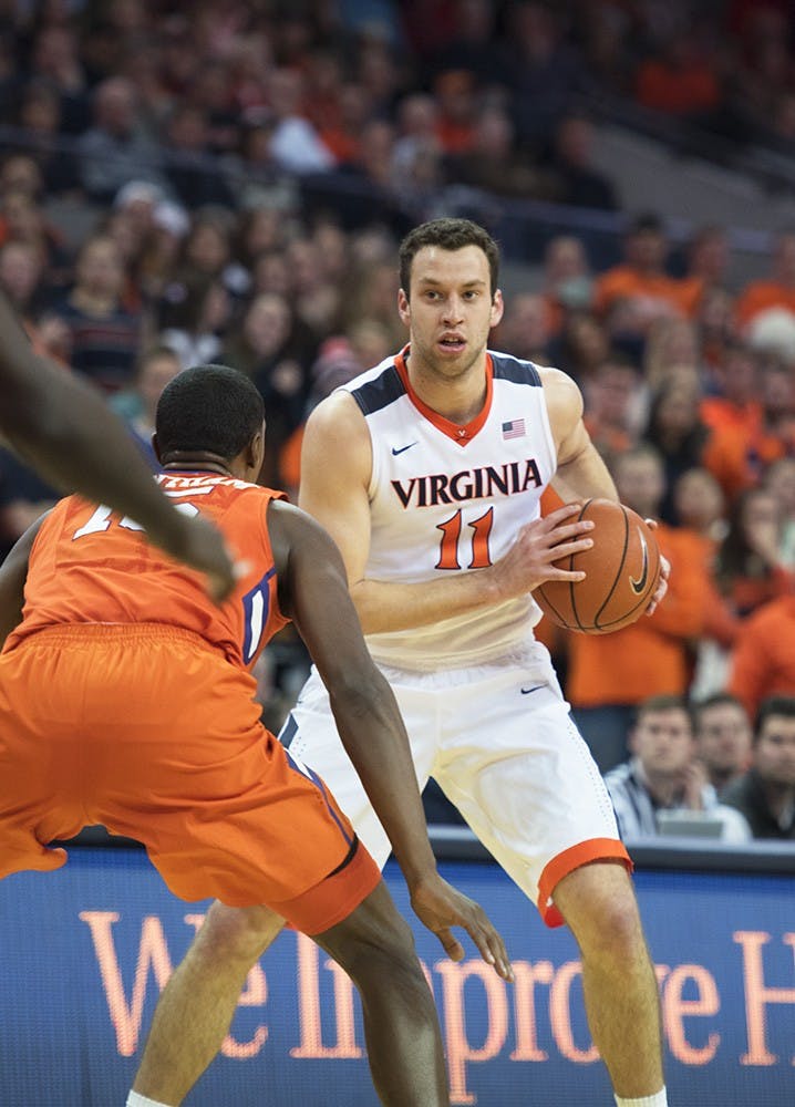 Senior Evan Nolte scored four points against Virginia Tech Tuesday, earning plenty of cheers from the crowd at John Paul Jones Arena.