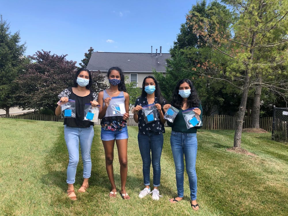 Anika Iyer, Sneha Thandra, Tanvi Nallanagula and Rachana Subbanna are four of the students from U.Va. and across the nation who are volunteering to collect, package and deliver telehealth equipment to senior citizens everywhere.