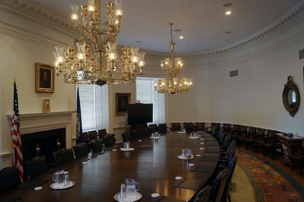 The meeting was available to the public through a live stream and was held in-person in the Board Room of the Rotunda.