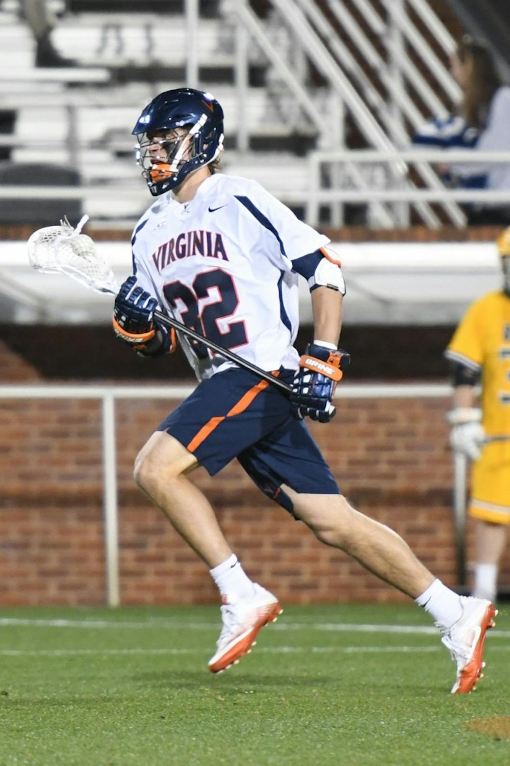 <p>Freshman midfielder Dox Aitken earned four points off two goals and two assists in last weekend's close loss to Johns Hopkins.&nbsp;</p>