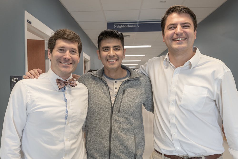 Andrew Southerland, NeuroView scientific advisory board member, and founders Omar Uribe and Mark McDonald are shown left to right. 