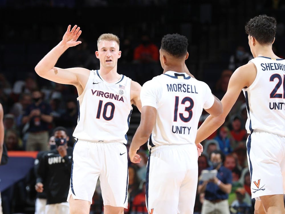 Senior forward Sam Hauser leads Virginia in points and rebounding this year with an average of 14.5 points and 7.4 rebounds per game.