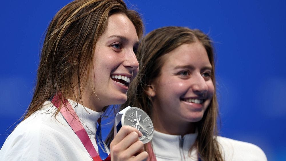 Rising sophomore Alex Walsh (left) and rising junior Kate Douglass (right) won the silver and bronze, respectively, in the 200-meter individual medley. 