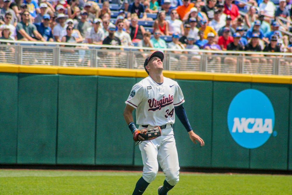 Harrison Didawick tracks down a fly ball.