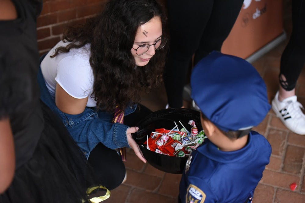 U.Va. students passed out candy to hundreds of children outside Lawn rooms.&nbsp;