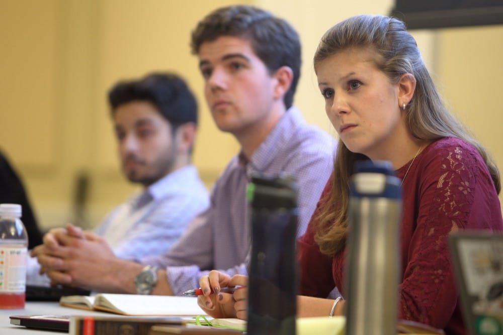 Student Council President Sarah Kenny during the Aug. 29 legislative session.&nbsp;