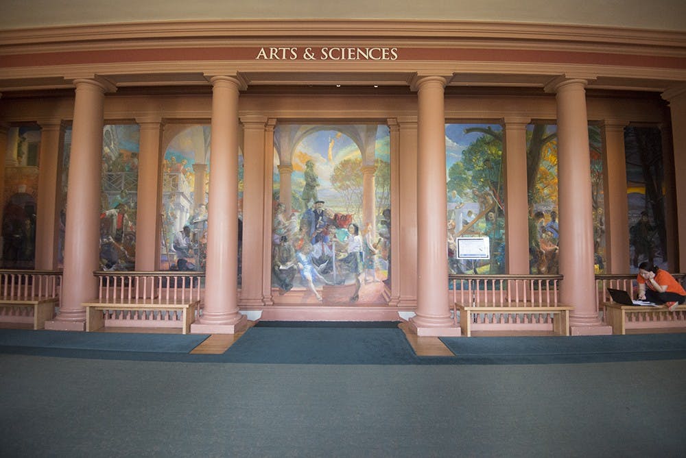 The multi-paneled mural, called “The&nbsp;Students’ Progress,” was commissioned by a group of University benefactors in 1996. 