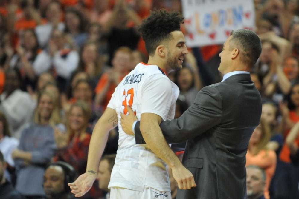 Senior point guard London Perrantes put up 22 points in his final performance at John Paul Jones Arena.