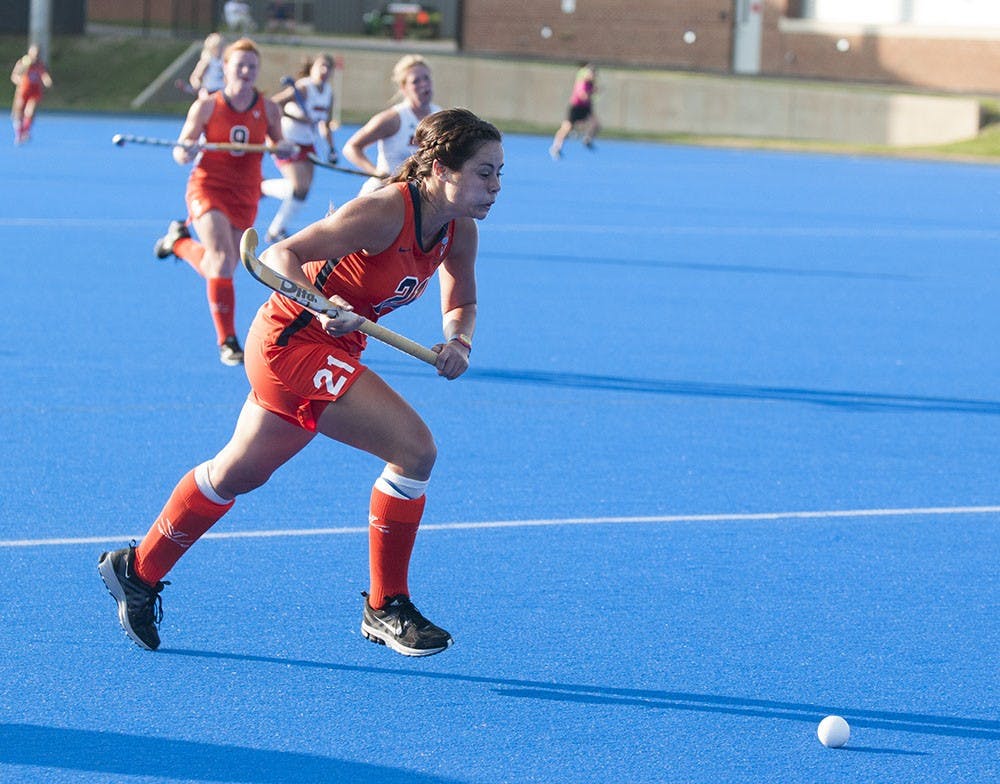	<p>Sophomore striker Riley Tata scored Virginia&#8217;s first goal Sunday against No. 7 Princeton and, along with sophomore striker Caleigh Foust, leads the Cavaliers with four on the season.</p>
