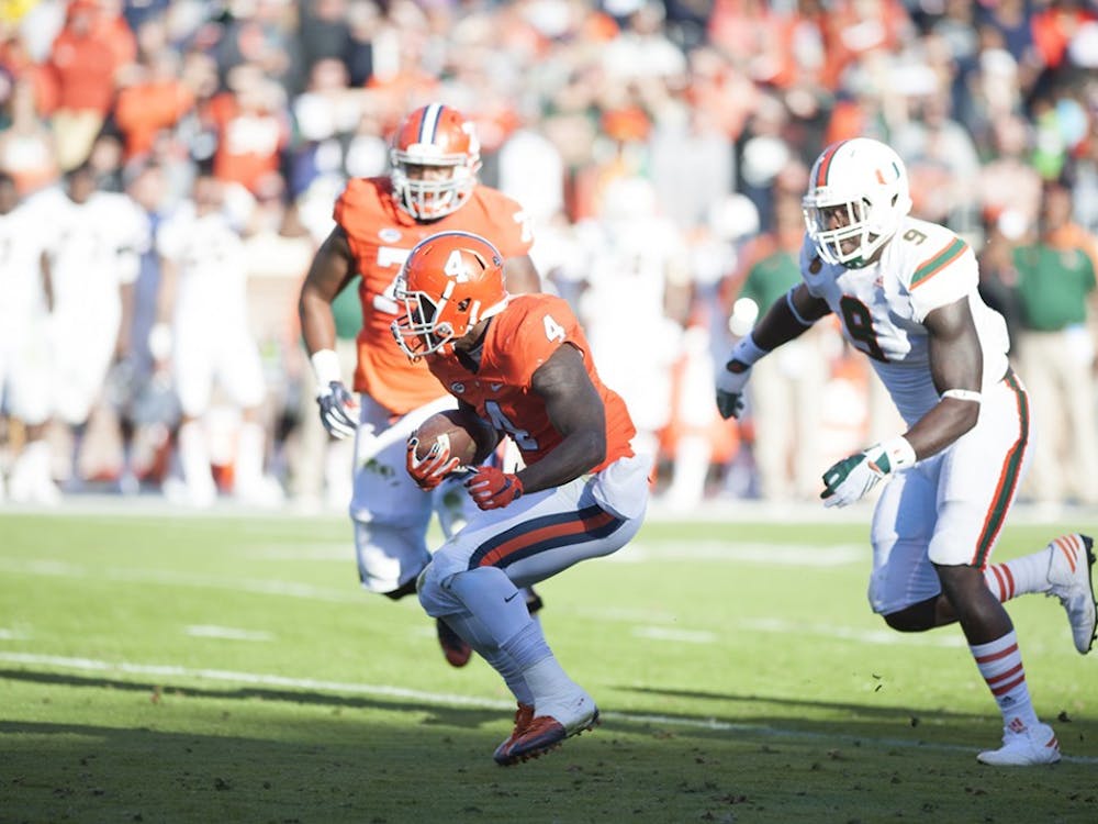 Senior running back Taquan Mizzell became the first ACC player to record 1,500 yards rushing and receiving in their career Saturday against Miami.