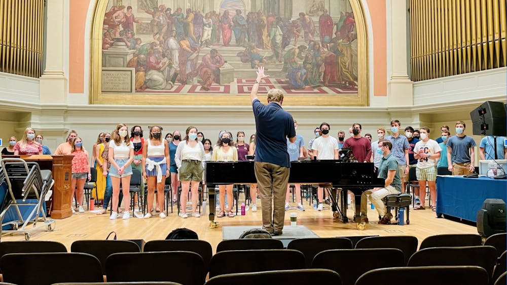 Students and their families can head to Old Cabell Hall at 8 p.m. on Friday evening to hear several University ensembles, including University Singers, and a cappella groups sing their hearts out.