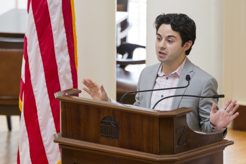 <p>Third-year College student Alex Cintron was sworn in as Student Council president.&nbsp;</p>