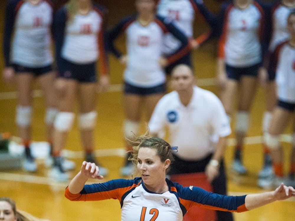 Junior middle hitter Natalie Bausback had a team-high 12 kills in the Cavaliers' second loss to Duke this year. 
