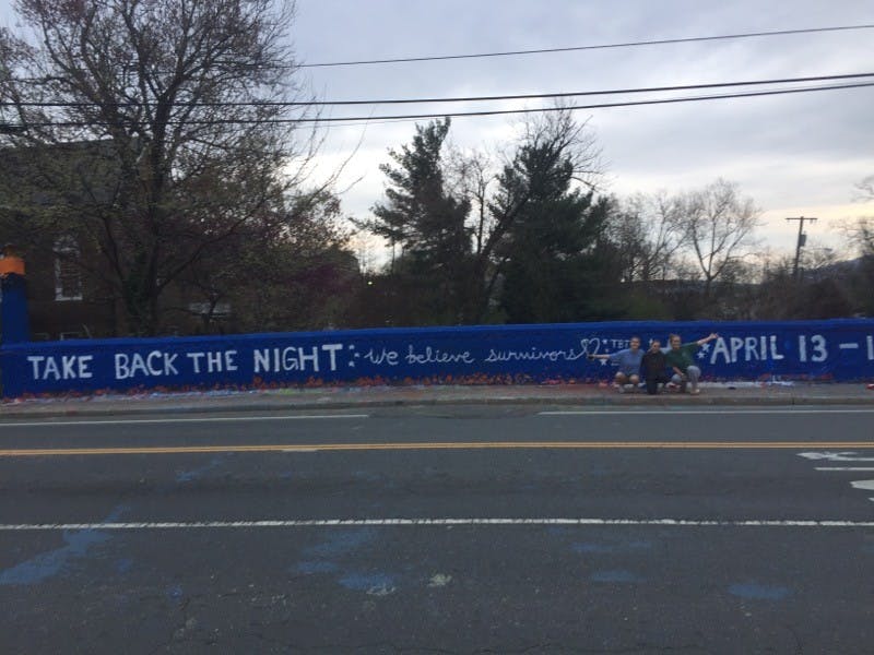 Take Back the Night at U.Va. had painted Beta Bridge last weekend to promote the events for the month. 
