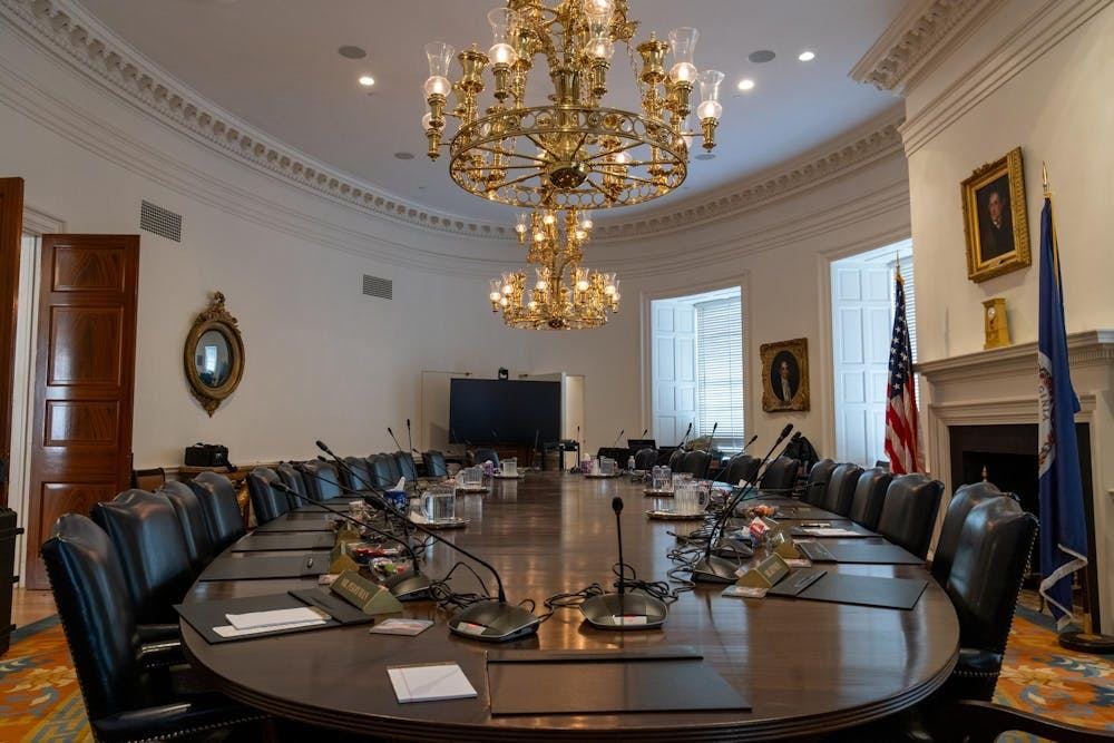 The committee includes most sitting members of the Board of Visitors, other faculty representatives and alumni and just one current student, who is also a sitting member of the Board.
