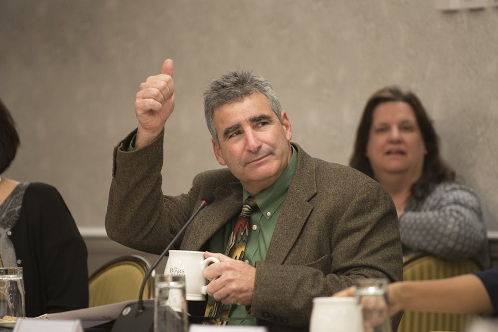 <p>Thomas C. Katsouleas, the University executive vice president and provost, at Wednesday's meeting.&nbsp;</p>