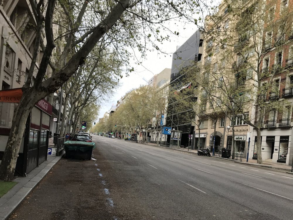 Madrid residents are not allowed outside except to go to grocery stores, pharmacies or work in limited cases.&nbsp;