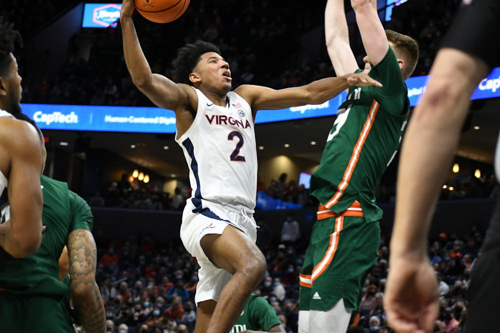 <p>Sophomore guard Reece Beekman delivered the game-winning shot for the Cavaliers against the Blue Devils.</p>