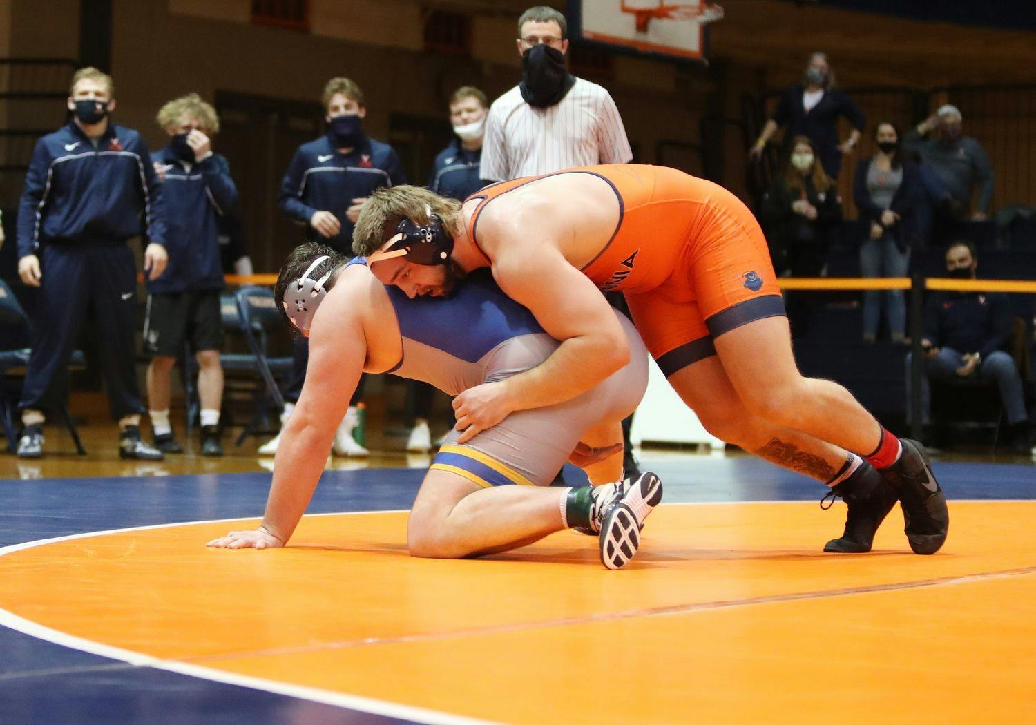 Virginia graduate student Quinn Miller had a big day at the Lehman Open, placing second in his weight class