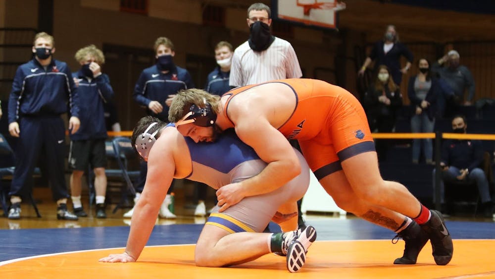 Virginia graduate student Quinn Miller had a big day at the Lehman Open, placing second in his weight class