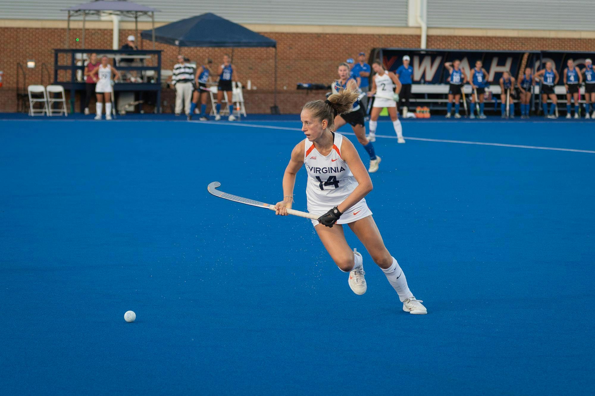 Frederique Vernooij presses downfield.