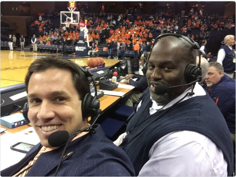 Though he's best known as the "Voice of the Cavaliers," Dave Koehn (left) has made sure to take the time out to give back to the Charlottesville community.