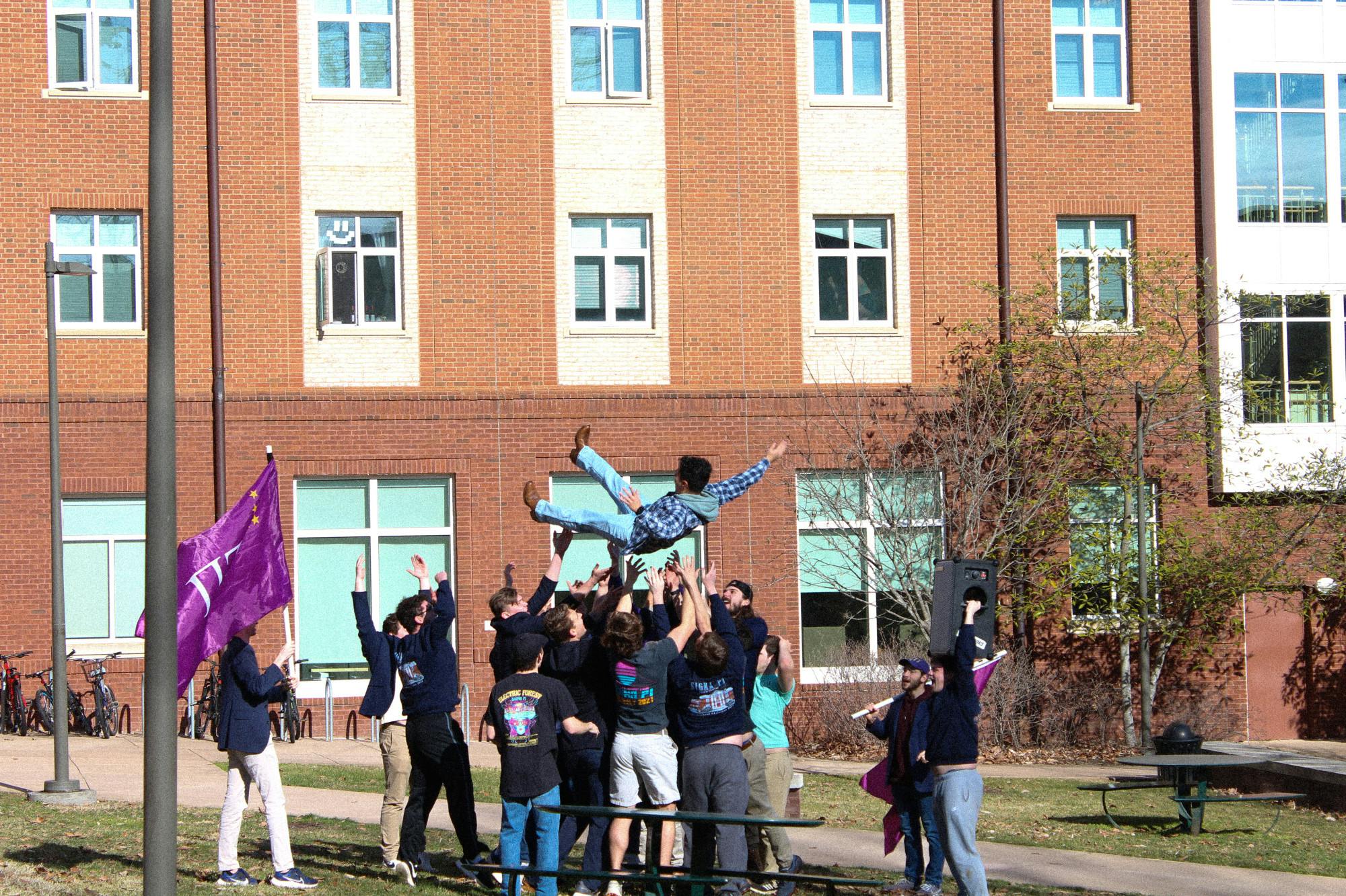 Saturday morning, fraternity members traveled to old dorms, new dorms and the Gooch-Dillard suites to deliver bids to eagerly awaiting first-years.&nbsp;