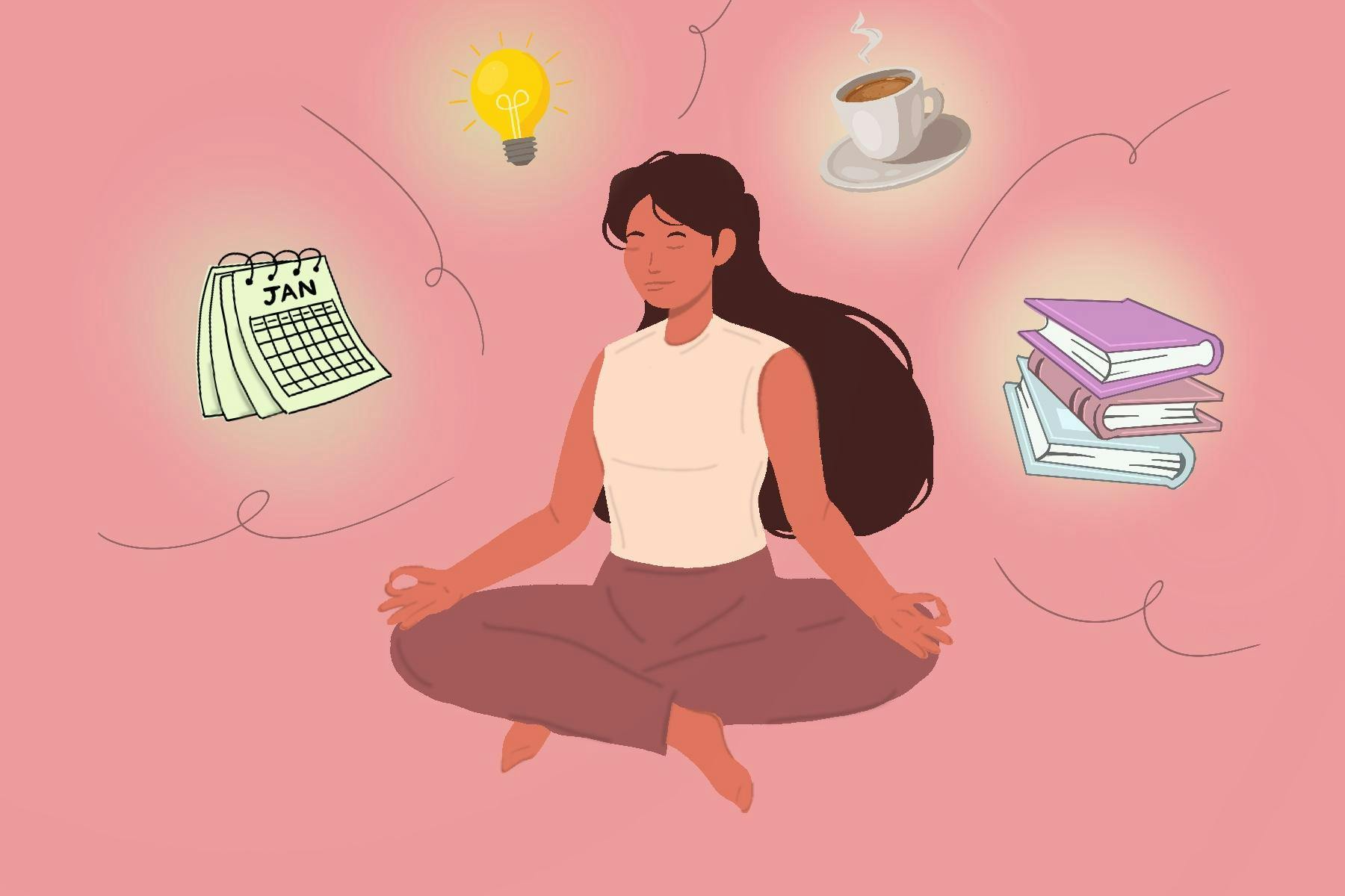 If your thoughts begin to wander towards unfinished readings or your club event, gently redirect your attention back to your breath.