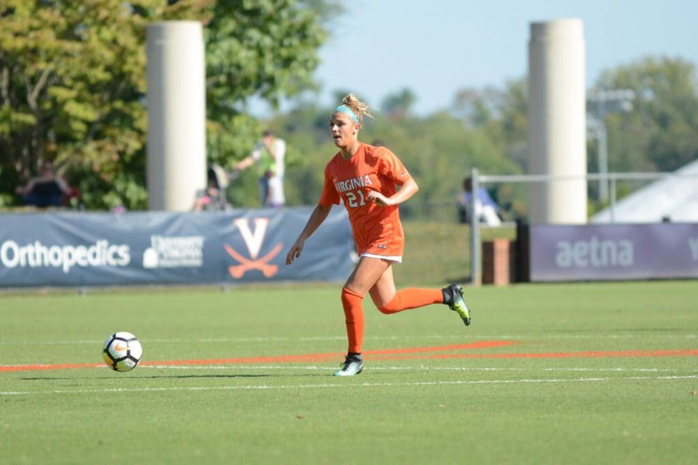 <p>Montana Sutton's goal gave Virginia a 1-0 lead early on, but the Cavaliers lost 2-1.</p>