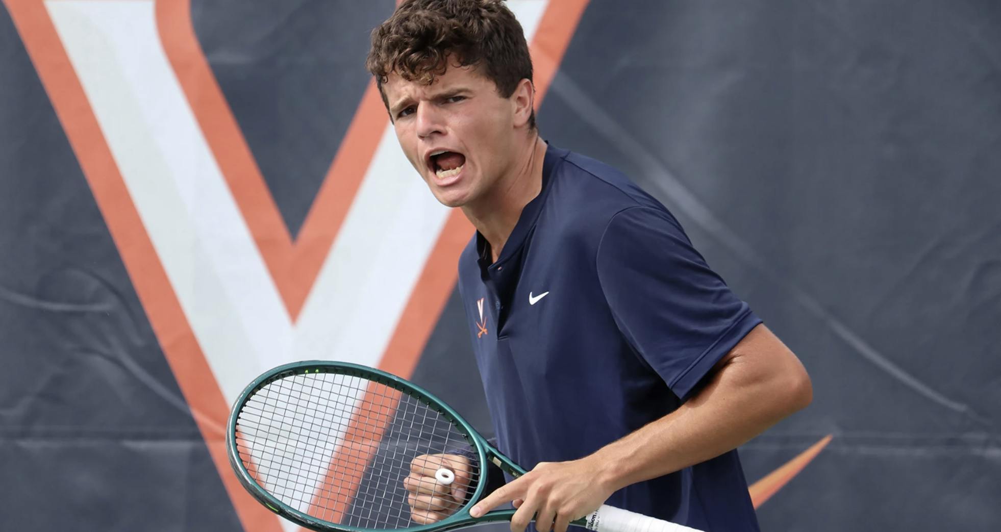 Douglas Yaffa roars after winning a point at the Orange &amp; Blue Classic.