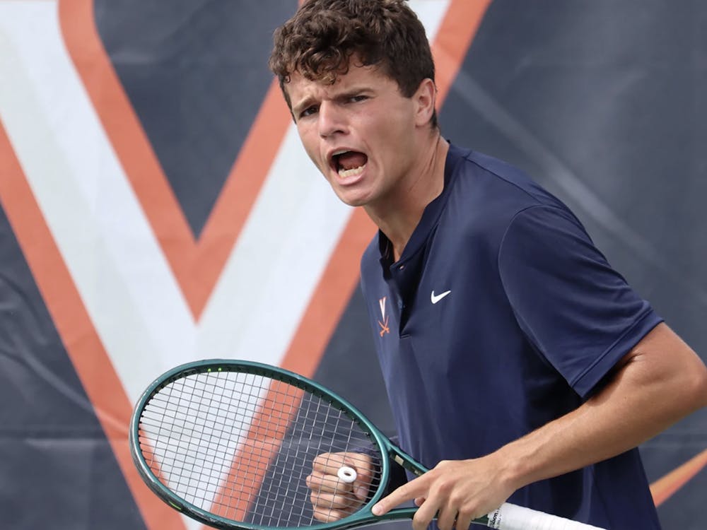 Douglas Yaffa roars after winning a point at the Orange & Blue Classic.