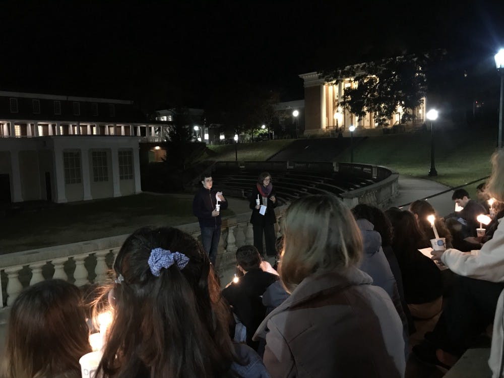 Truman Brody-Boyd, Hillel Jewish Leadership Council president, and Jordan Bridges, Jewish Voice for Peace president,  opened the vigil.