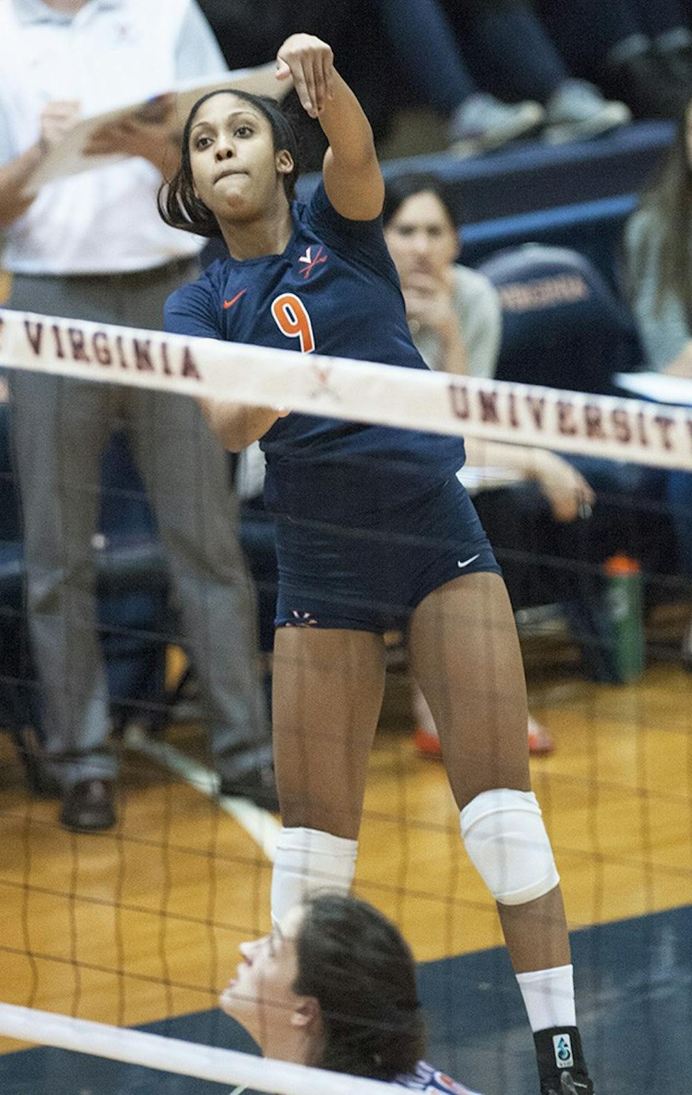Senior outside hitter&nbsp;Jasmine Burton had 11 kills against Buffalo Friday. Virginia won its first two games before falling against Northwestern in the Cavalier Classic title game.