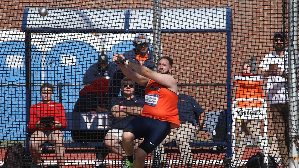 Graduate thrower Evangelos Fradelakis won the men's hammer throw competition with a best distance of 61.24 meters (200’11”).