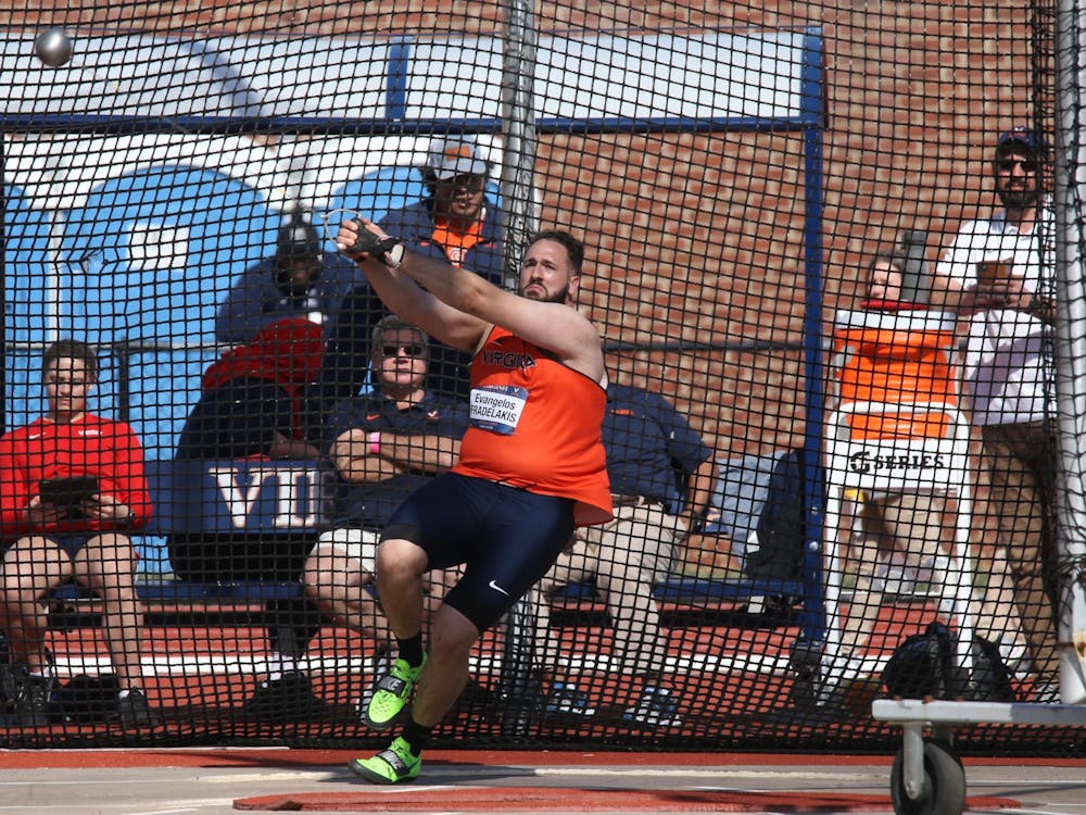 Graduate thrower Evangelos Fradelakis won the men's hammer throw competition with a best distance of 61.24 meters (200’11”).