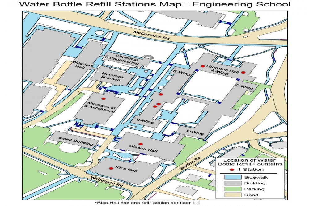 The ESC compiled the locations of water bottle filling stations and bike racks onto maps so students could easily locate them.