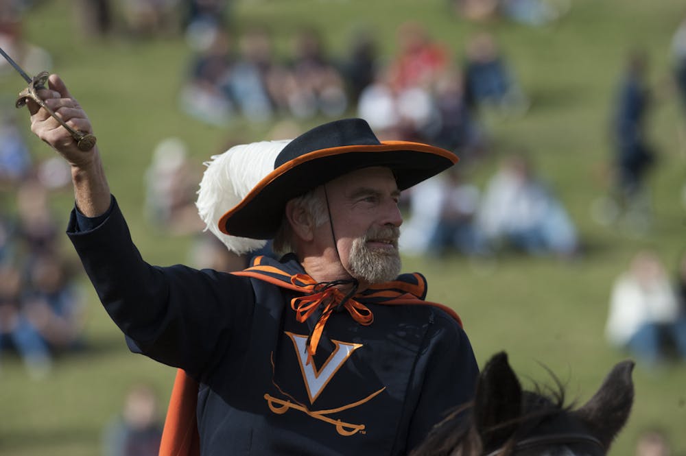 <p>Charlottesville native Kim Kirschnick has ridden a horse, nicknamed Sabre, onto the field at home Virginia football games for years.</p>