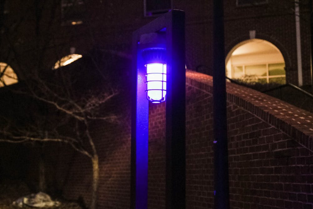 With their distinctive blue-lighted tops, the wireless system requires merely the push of a button to alert the University Police Department.&nbsp;