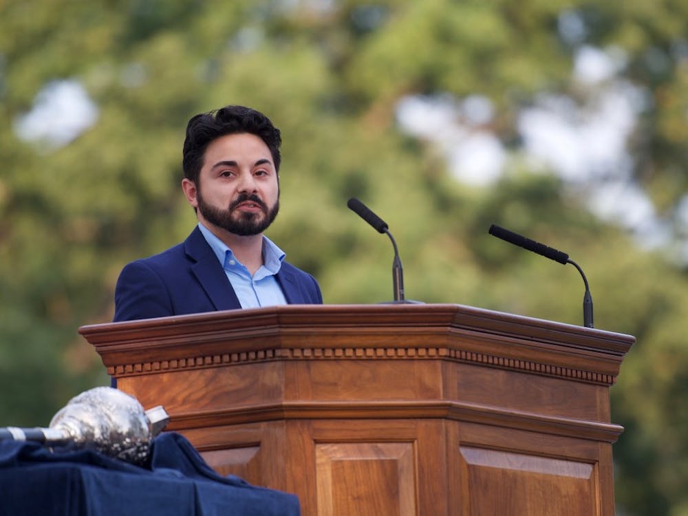 Alex Cintron speaking at Sunday's convocation ceremony for the Class of 2022.&nbsp;