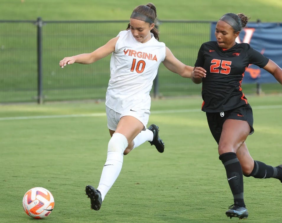Freshman midfielder Maggie Cagle scored her first collegiate goal Thursday night and was the first to score in an eventful evening for the Virginia offense.