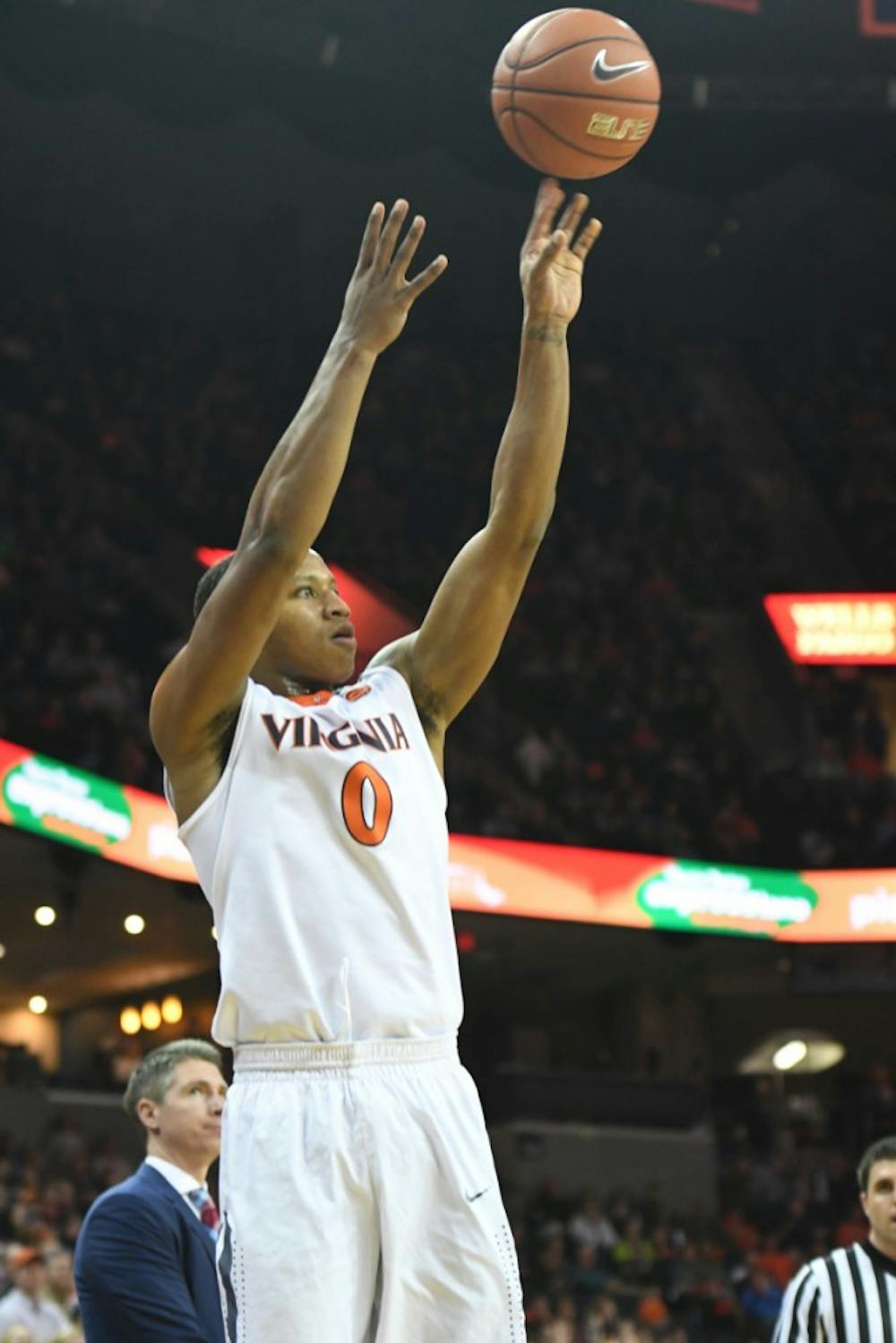<p>Junior guard Devon Hall led the Cavaliers with&nbsp;10 points and six rebounds as they dominated No. 6 Louisville on the road.&nbsp;</p>