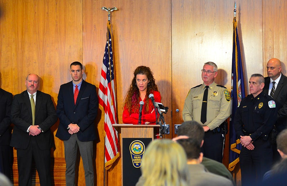 Albemarle County Police Chief Steve Sellers and Albemarle County Commonwealth's Attorney Denies Lunsford gave a joint press conference to announce the close of the investigation into the Graham case and the charges brought against Jesse Matthew. 