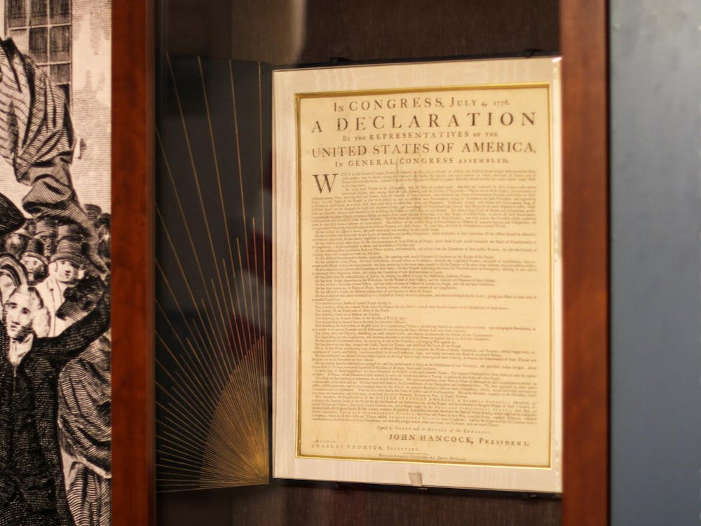 The University's copy of the Declaration of Independence, photographed Nov. 24