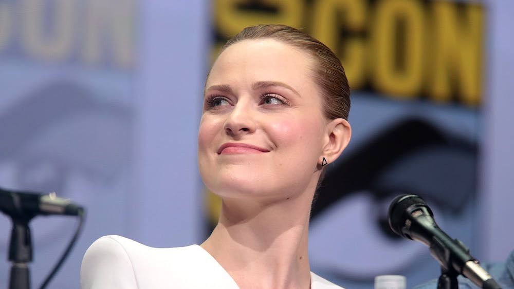 "Westworld" star Evan Rachel-Wood appears at a Comic Con panel for the show in 2017.