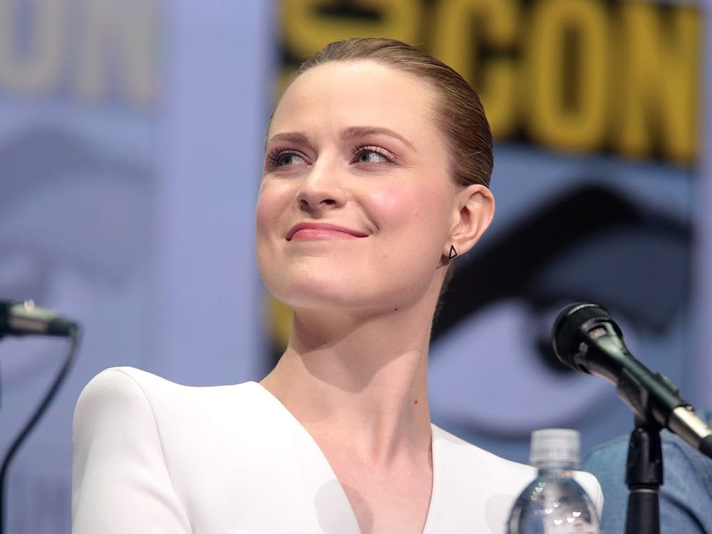"Westworld" star Evan Rachel-Wood appears at a Comic Con panel for the show in 2017.