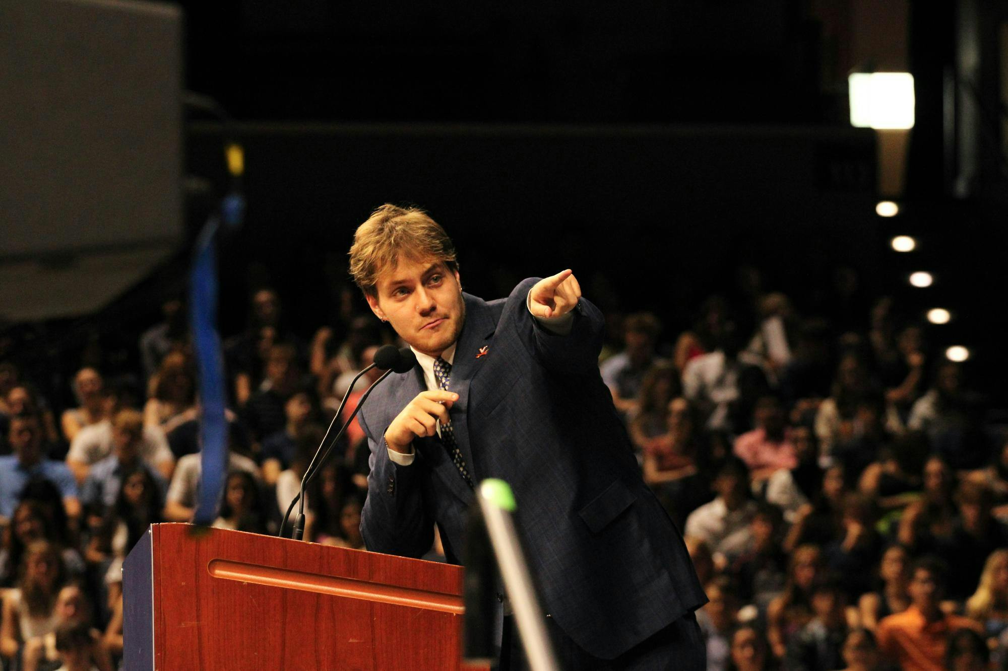 Student Council President Clay Dickerson speaking at first-year Convocation Ceremony, Aug. 25, 2025.