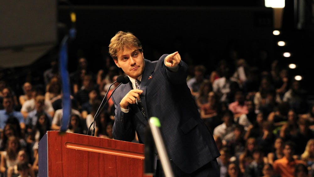 Student Council President Clay Dickerson speaking at first-year Convocation Ceremony, Aug. 25, 2025.