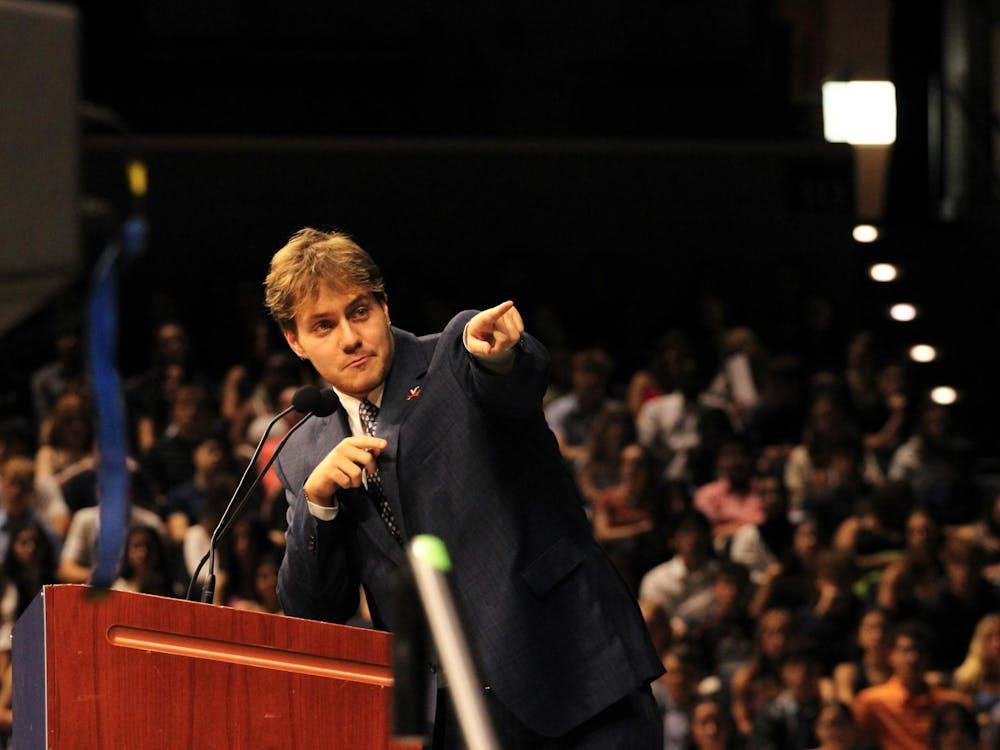 Student Council President Clay Dickerson speaking at first-year Convocation Ceremony, Aug. 25, 2025.