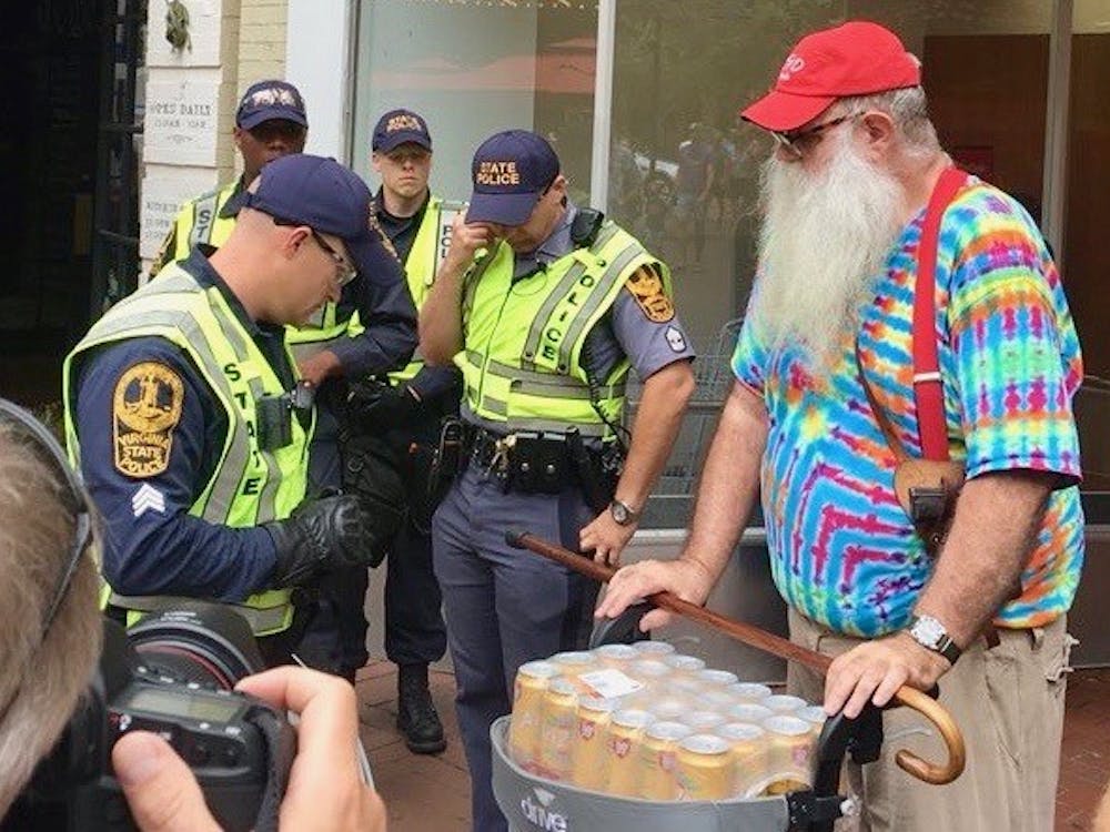 Albemarle County resident John Miska, 68, was arrested on charges of disorderly conduct after an officer looked through an opaque shopping bag and saw razor blades which Miska purchased at the CVS. Miska said he was trying to make a statement against the prohibited items restrictions currently in place downtown. 