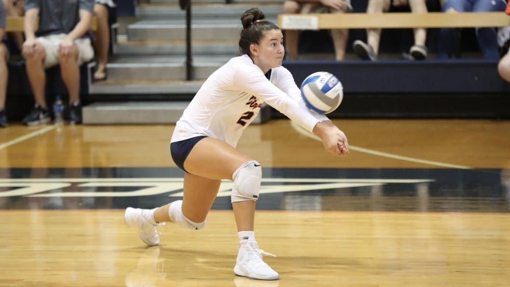 <p>Sophomore outside hitter Alex Spencer had five kills in the first set against Louisville Friday.</p>